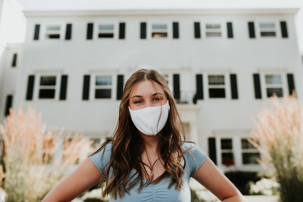 Hengehold stands in front of her sorority. 